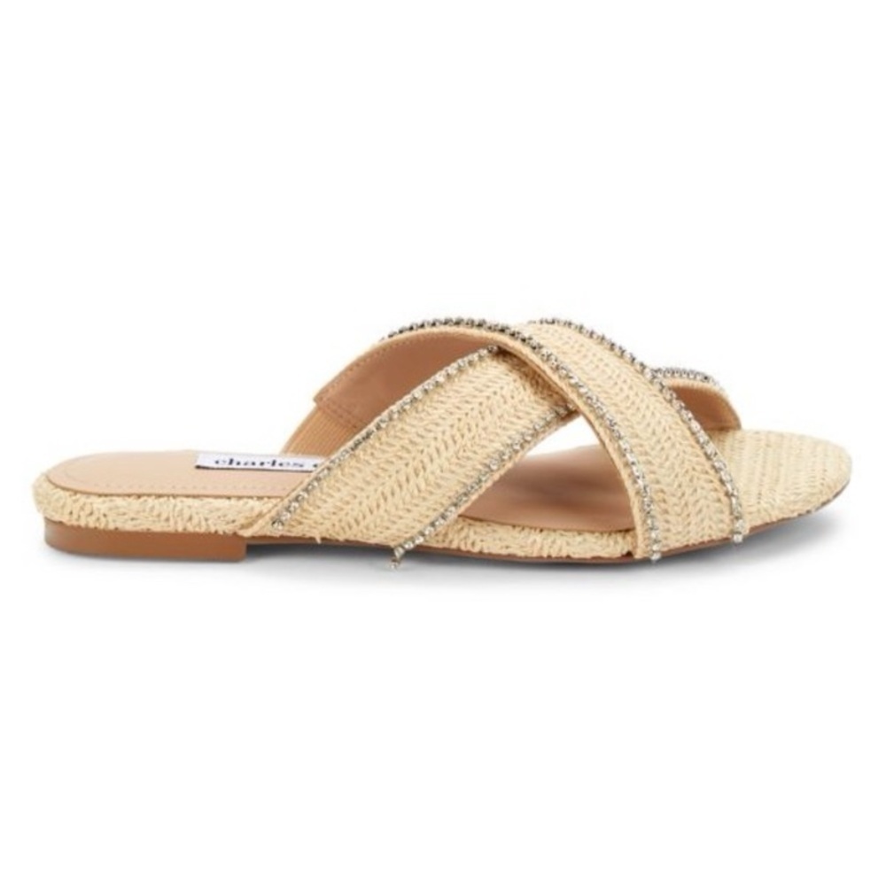 CHARLES DAVID Kenya Woven Flat Crisscross Embellished Sparkle Sandals‎ Size 8.5